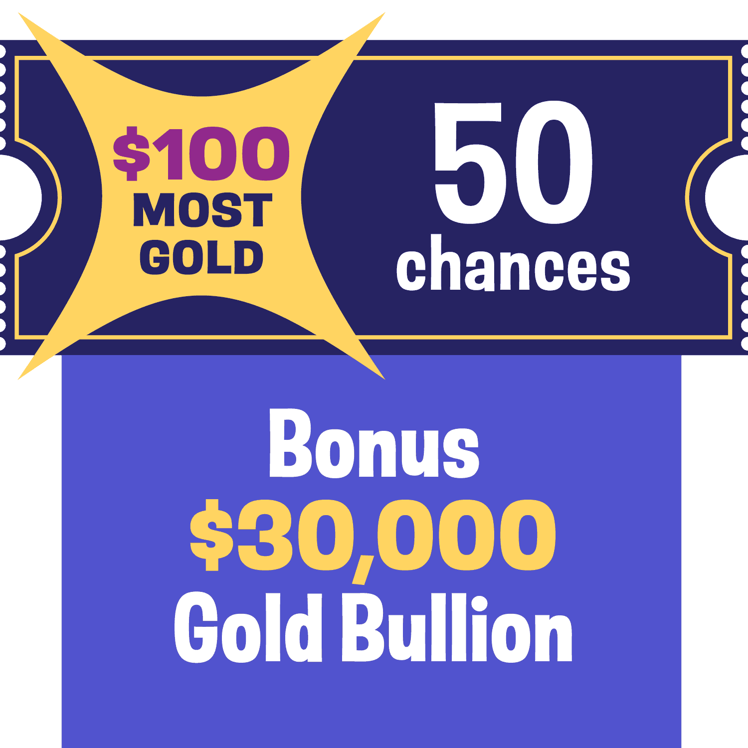 50 ticket book - Bonus $30,000 gold bullion